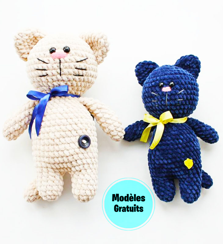 Chat en Peluche Bleu PDF Amigurumi Modèle Gratuit
