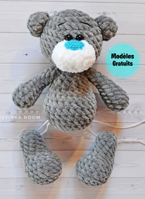 Ours en peluche gris au Crochet Amigurumi Gratuit (1)