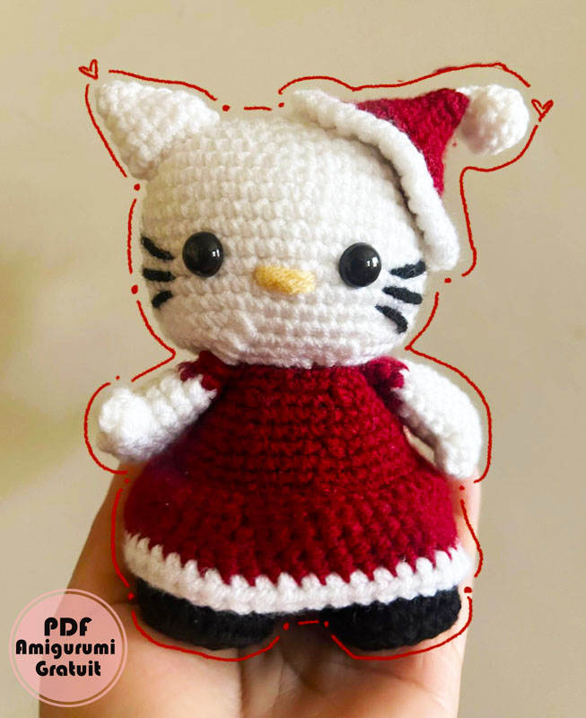 Hello Kitty pour Noël Amigurumi PDF Modèle Gratuit (2)