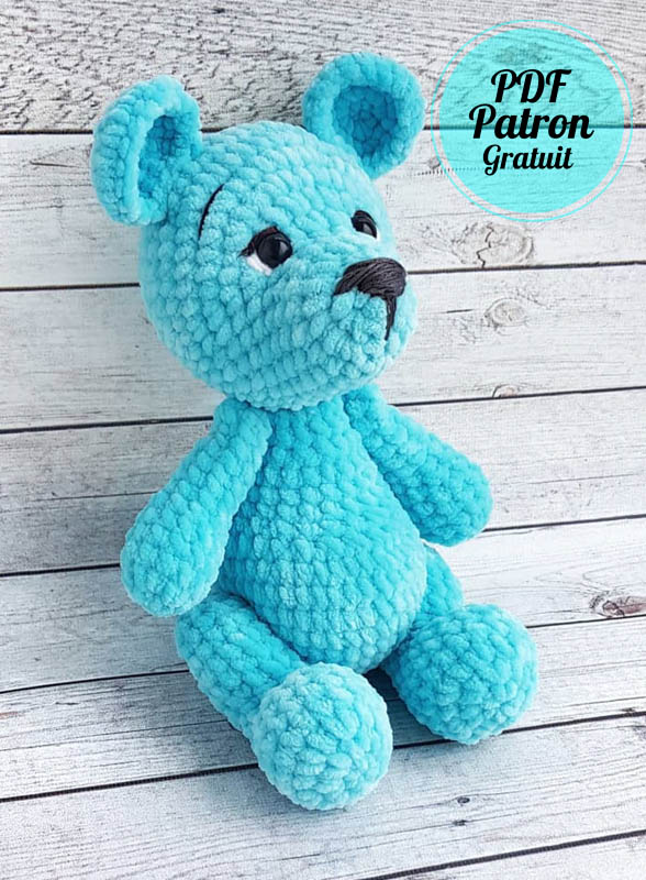 Ours bleu Amigurumi PDF Patron Gratuit au Crochet - Amigurumibox