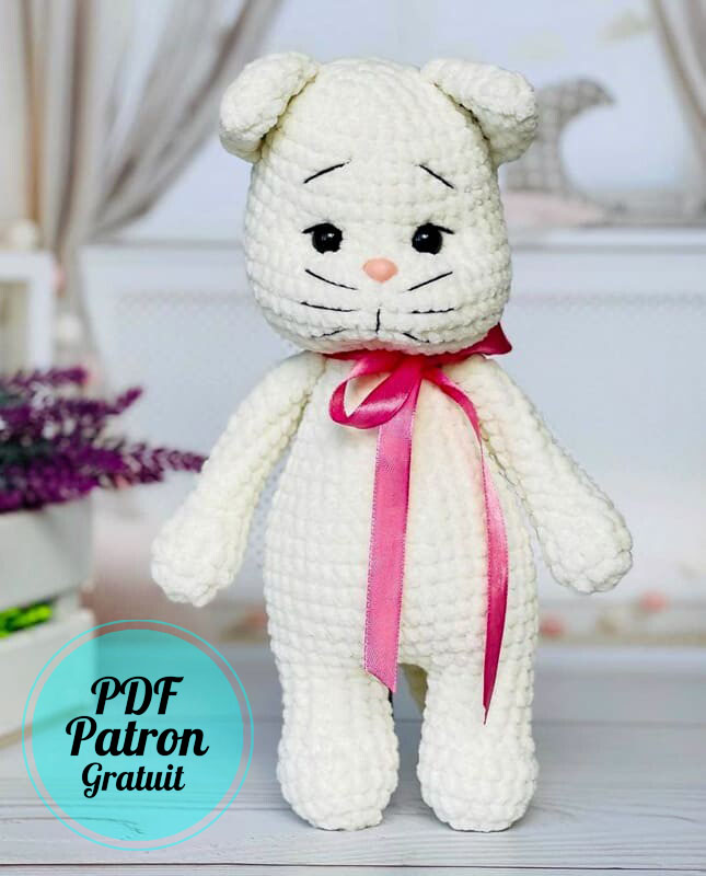Chat en velours peluche au Crochet Modèle PDF Gratuit