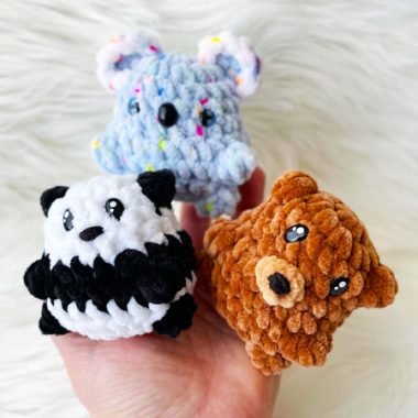 Panda, Ours et Koala Porte Clés au Crochet Modèle Gratuit (1)