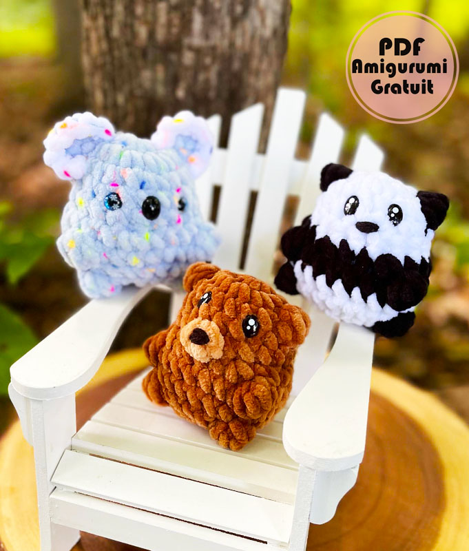 Panda, Ours et Koala Porte Clés au Crochet Modèle Gratuit (2)