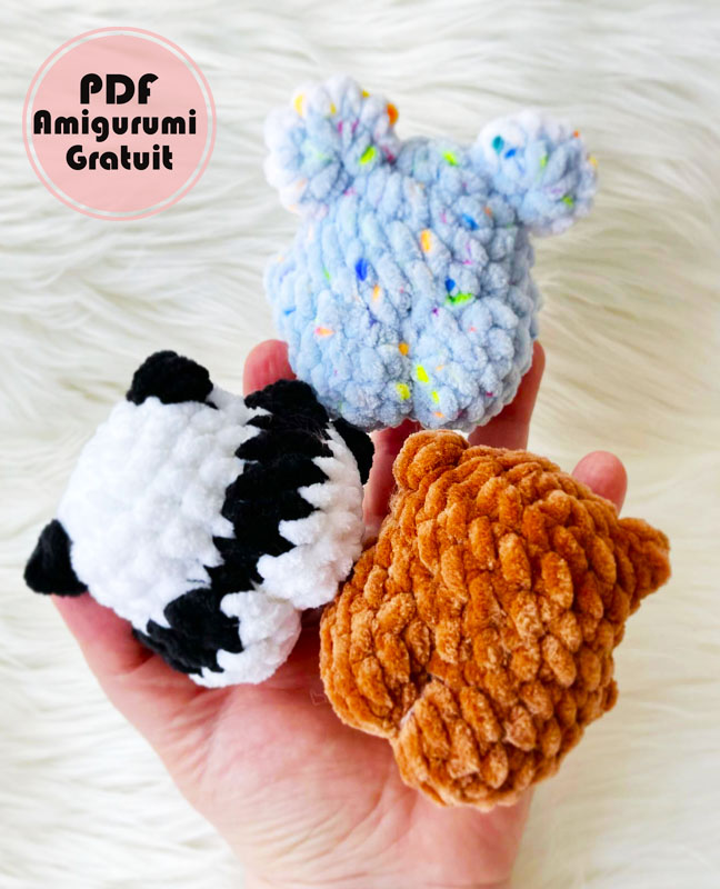 Panda, Ours et Koala Porte Clés au Crochet Modèle Gratuit (3)