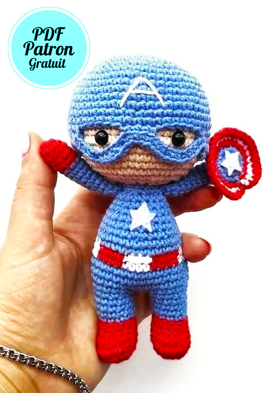 Capitaine America Poupée Amigurumi PDF Modèle Gratuit (2)