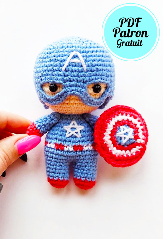 Capitaine America Poupée Amigurumi PDF Modèle Gratuit (4)