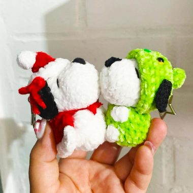 Porte-clés Snoopy Grinch et Mariée Amigurumi Modèle (1)