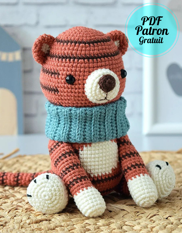 Tigre avec écharpe PDF Amigurumi Patron Gratuit (1)