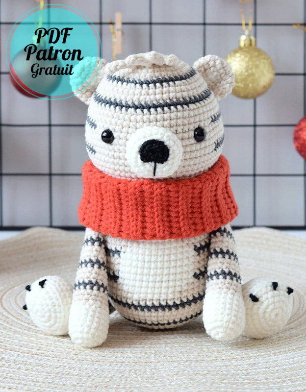 Tigre avec écharpe PDF Amigurumi Patron Gratuit (3)