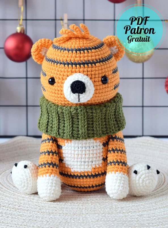 Tigre avec écharpe PDF Amigurumi Patron Gratuit (4)