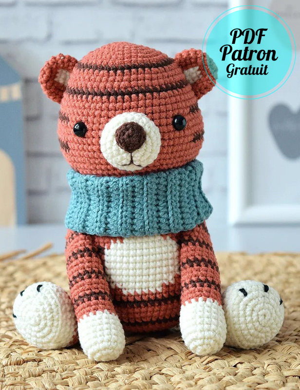 Tigre avec écharpe PDF Amigurumi Patron Gratuit (5)