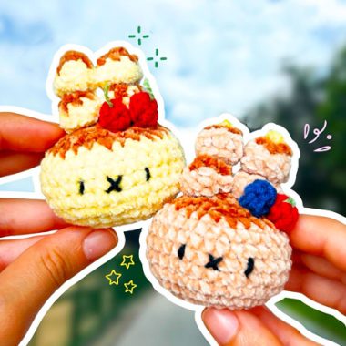 Lapin Miffy Dessert Porte-clés au Crochet Patron Français (1)