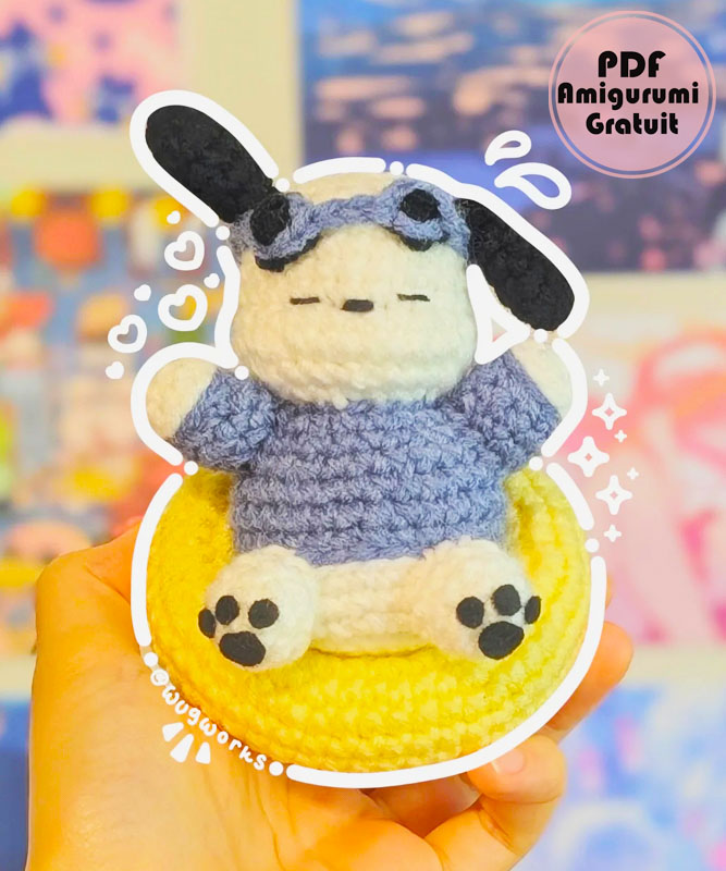 Pochacco Allongé Chien Amigurumi Modèle Gratuit (2)