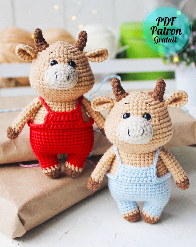 Taureau en salopette Amigurumi Patron PDF Gratuit (3)