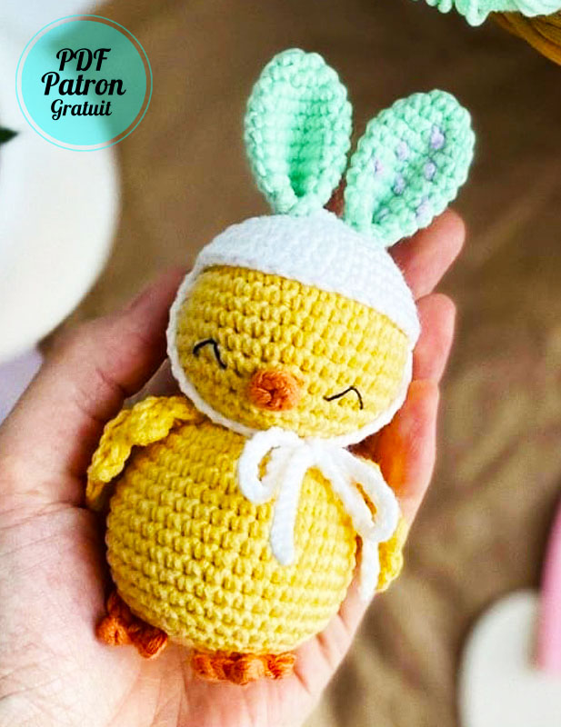 Poussin de lapin de Pâques PDF Patron Gratuit (2)