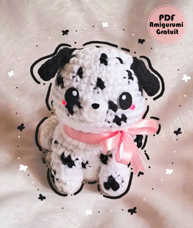 Chien Dalmatien en peluche au Crochet Patron Français (2)
