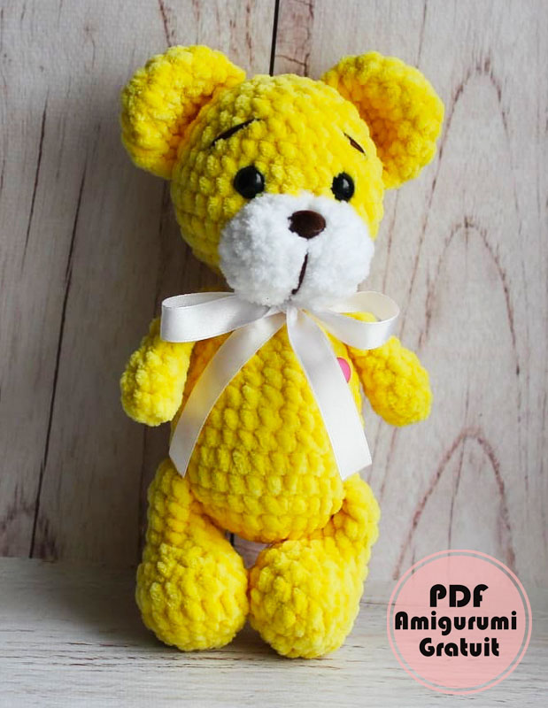 Rupert l'ours en Peluche Jaune Tuto Amigurumi Français