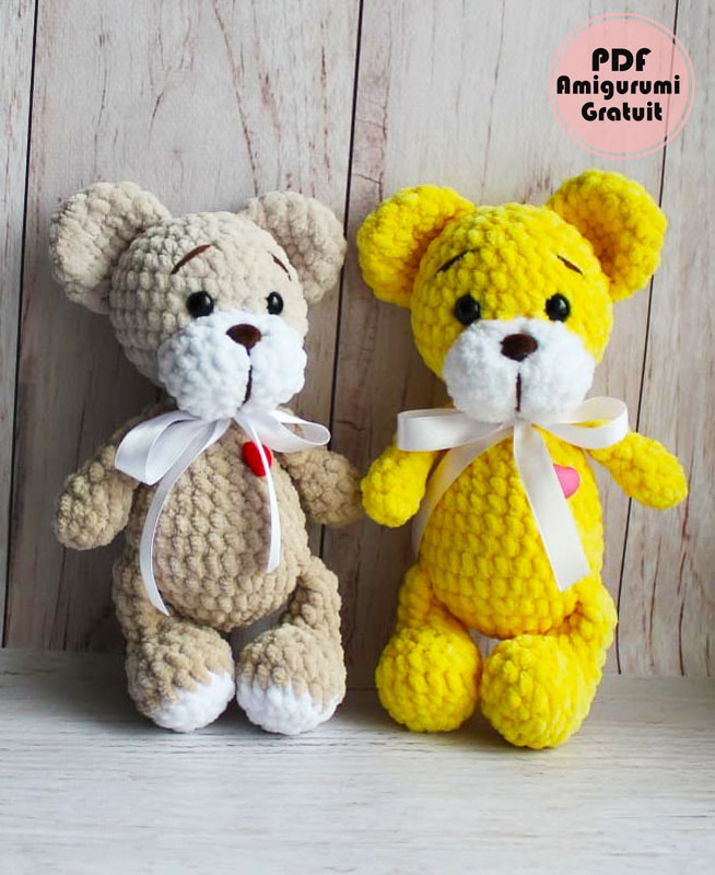 Rupert l'ours en Peluche Jaune Tuto Amigurumi Français 2