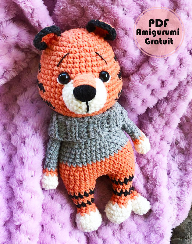 Tigre Rocky en pull au Crochet Tuto PDF Français 2