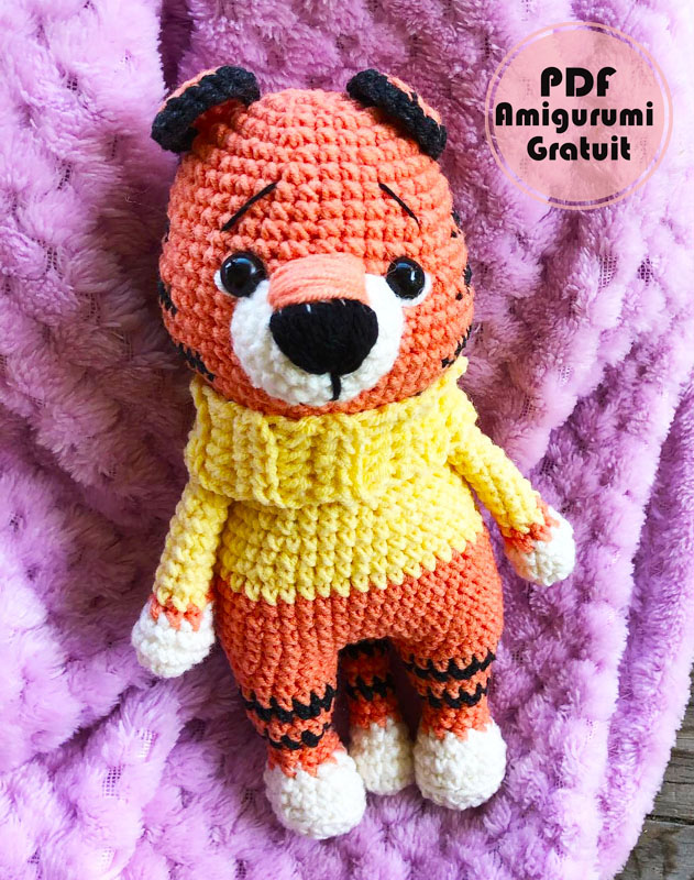 Tigre Rocky en pull au Crochet Tuto PDF Français 1