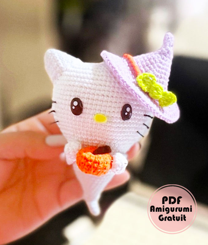 Fantôme Hello Kitty Porte-clés Amigurumi Patron Gratuit